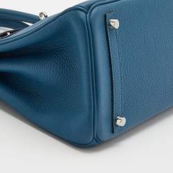 Pre Owned Hermès Cobalt Togo Leather Palladium Plated Birkin 30 Bag