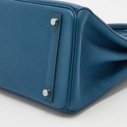 Pre Owned Hermès Cobalt Togo Leather Palladium Plated Birkin 30 Bag