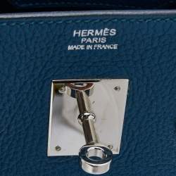 Pre Owned Hermès Cobalt Togo Leather Palladium Plated Birkin 30 Bag
