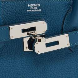 Pre Owned Hermès Cobalt Togo Leather Palladium Plated Birkin 30 Bag