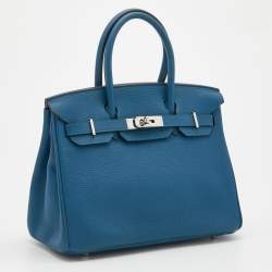 Pre Owned Hermès Cobalt Togo Leather Palladium Plated Birkin 30 Bag