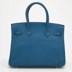 Pre Owned Hermès Cobalt Togo Leather Palladium Plated Birkin 30 Bag