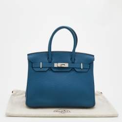 Pre Owned Hermès Cobalt Togo Leather Palladium Plated Birkin 30 Bag