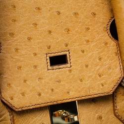 Pre Owned Hermes Natural Ostrich Gold Finish Birkin 40 Bag