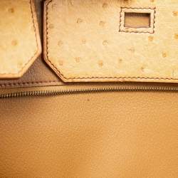 Pre Owned Hermes Natural Ostrich Gold Finish Birkin 40 Bag