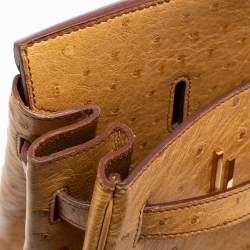 Pre Owned Hermes Natural Ostrich Gold Finish Birkin 40 Bag