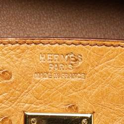 Pre Owned Hermes Natural Ostrich Gold Finish Birkin 40 Bag