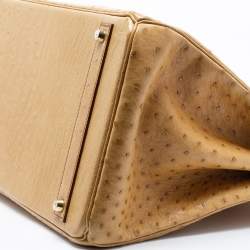 Pre Owned Hermes Natural Ostrich Gold Finish Birkin 40 Bag