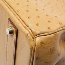 Pre Owned Hermes Natural Ostrich Gold Finish Birkin 40 Bag