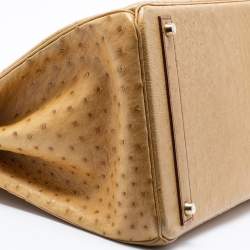 Pre Owned Hermes Natural Ostrich Gold Finish Birkin 40 Bag
