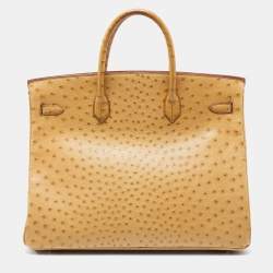 Pre Owned Hermes Natural Ostrich Gold Finish Birkin 40 Bag