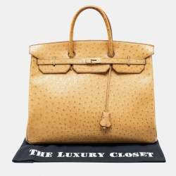 Pre Owned Hermes Natural Ostrich Gold Finish Birkin 40 Bag
