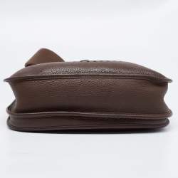 Pre Owned Hermes Chocolat Clemence Leather Evelyne III PM Bag