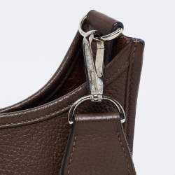 Pre Owned Hermes Chocolat Clemence Leather Evelyne III PM Bag