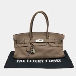 Hermes Etoupe Togo Leather Palladium Finished Shoulder Birkin JPG 42 Bag