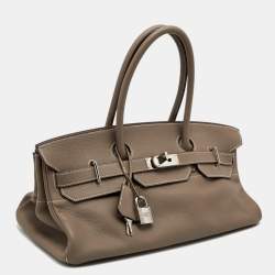 Hermes Etoupe Togo Leather Palladium Finished Shoulder Birkin JPG 42 Bag