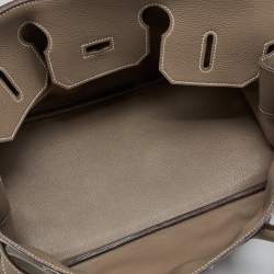 Hermes Etoupe Togo Leather Palladium Finished Shoulder Birkin JPG 42 Bag