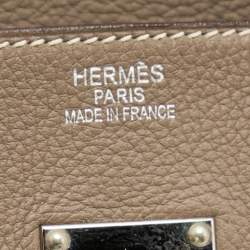 Hermes Etoupe Togo Leather Palladium Finished Shoulder Birkin JPG 42 Bag