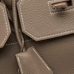 Hermes Etoupe Togo Leather Palladium Finished Shoulder Birkin JPG 42 Bag