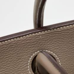 Hermes Etoupe Togo Leather Palladium Finished Shoulder Birkin JPG 42 Bag