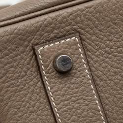 Hermes Etoupe Togo Leather Palladium Finished Shoulder Birkin JPG 42 Bag