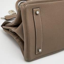 Hermes Etoupe Togo Leather Palladium Finished Shoulder Birkin JPG 42 Bag