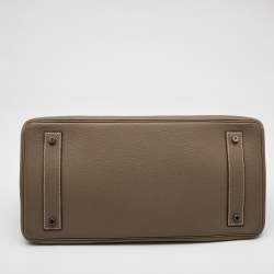 Hermes Etoupe Togo Leather Palladium Finished Shoulder Birkin JPG 42 Bag