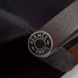 Pre Owned Hermès Black/Chocolat Canvas and Leather Cabag Elan Tote