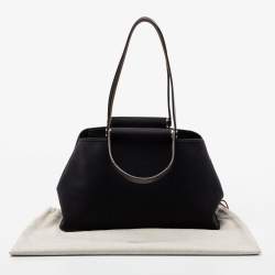 Pre Owned Hermès Black/Chocolat Canvas and Leather Cabag Elan Tote