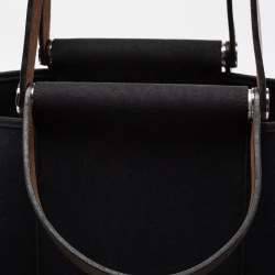 Pre Owned Hermès Black/Chocolat Canvas and Leather Cabag Elan Tote