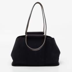 Pre Owned Hermès Black/Chocolat Canvas and Leather Cabag Elan Tote
