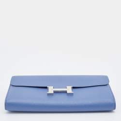 Pre Owned Hermes Blue Brighton Epsom Leather Constance Long Wallet