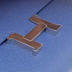 Pre Owned Hermes Blue Brighton Epsom Leather Constance Long Wallet