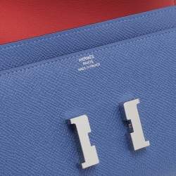 Pre Owned Hermes Blue Brighton Epsom Leather Constance Long Wallet