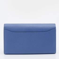 Pre Owned Hermes Blue Brighton Epsom Leather Constance Long Wallet