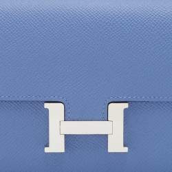 Pre Owned Hermes Blue Brighton Epsom Leather Constance Long Wallet