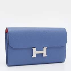 Pre Owned Hermes Blue Brighton Epsom Leather Constance Long Wallet