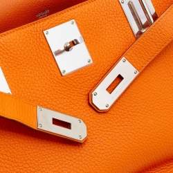 Pre Owned Hermès Orange Clemence Leather Jypsiere 31 Bag