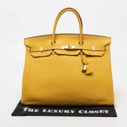 Hermes Jaune Togo Leather Gold Plated Birkin 40 Bag