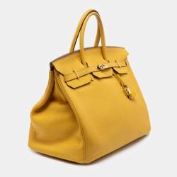 Hermes Jaune Togo Leather Gold Plated Birkin 40 Bag
