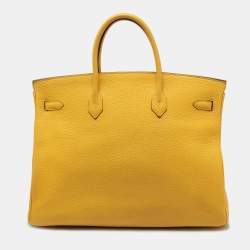 Hermes Jaune Togo Leather Gold Plated Birkin 40 Bag