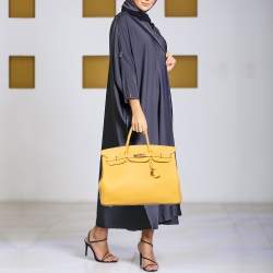 Hermes Jaune Togo Leather Gold Plated Birkin 40 Bag