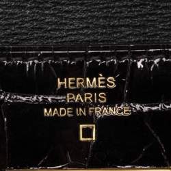Hermes Black Alligator Mississippiensis Kelly Classic Long Wallet