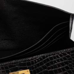 Hermes Black Alligator Mississippiensis Kelly Classic Long Wallet