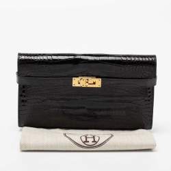 Hermes Black Alligator Mississippiensis Kelly Classic Long Wallet