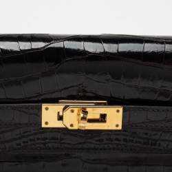 Hermes Black Alligator Mississippiensis Kelly Classic Long Wallet