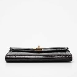Hermes Black Alligator Mississippiensis Kelly Classic Long Wallet