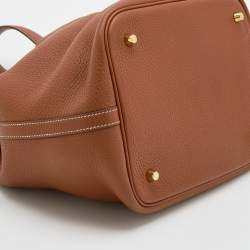 Pre Owned Hermes Gold Clemence Leather Picotin Lock 22 Bag