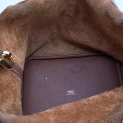 Pre Owned Hermes Gold Clemence Leather Picotin Lock 22 Bag