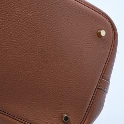 Pre Owned Hermes Gold Clemence Leather Picotin Lock 22 Bag